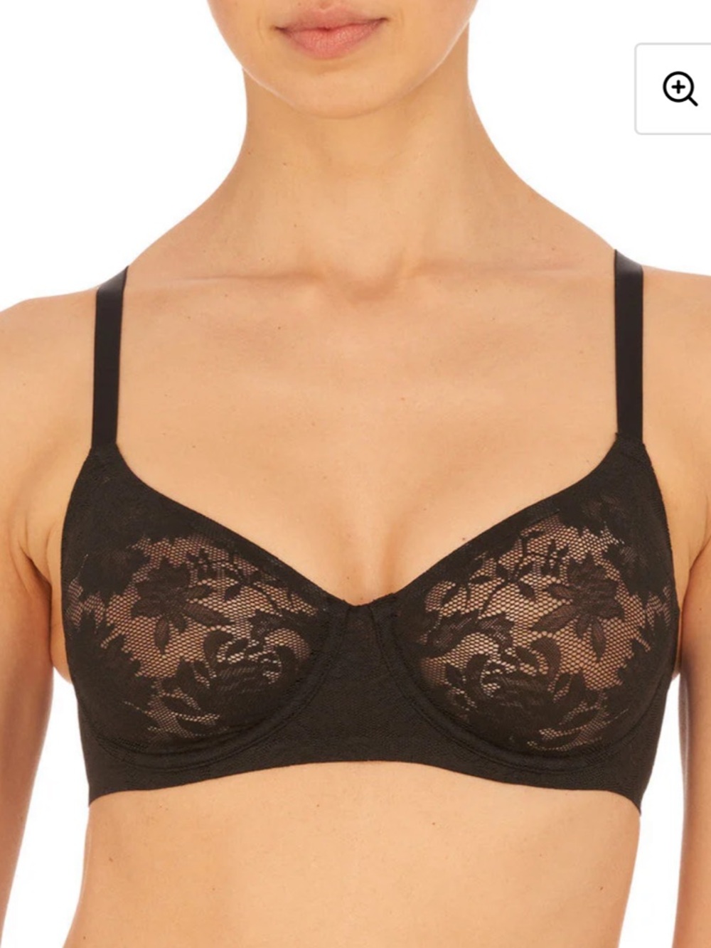 NWOT Natori Black Sheer Lace Levitate Unlined Underwire Bra 30D